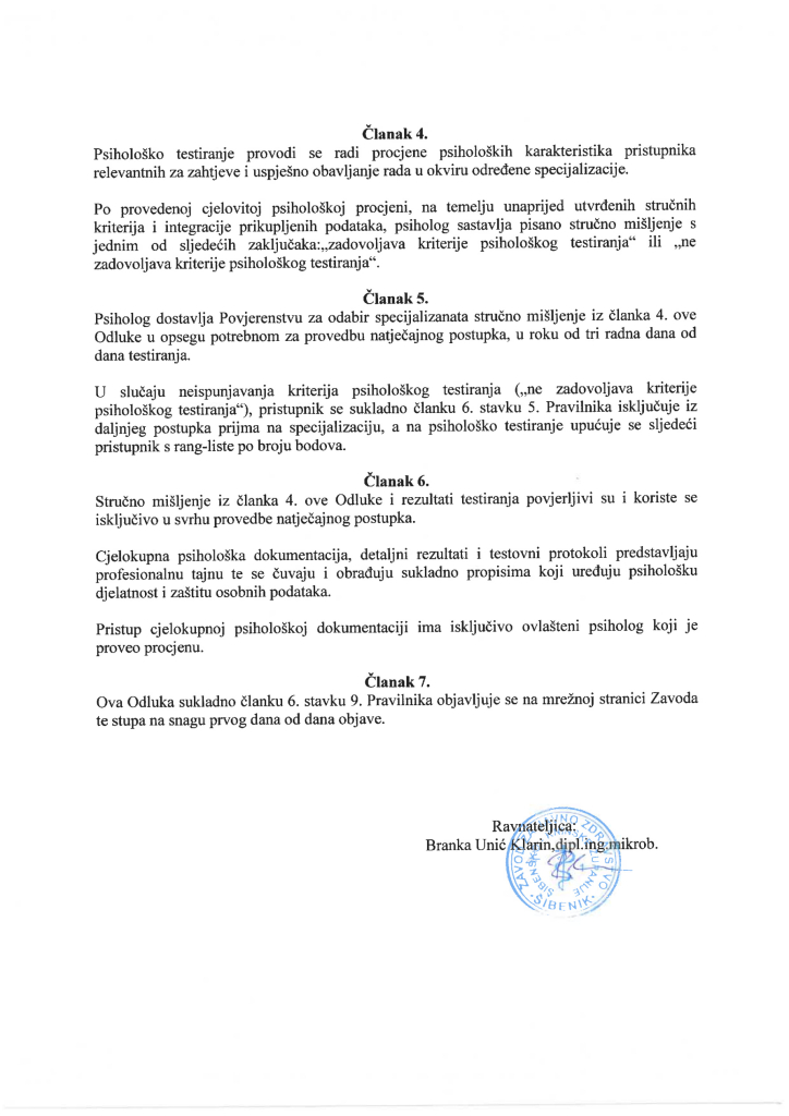 Odluka psihološko testiranje